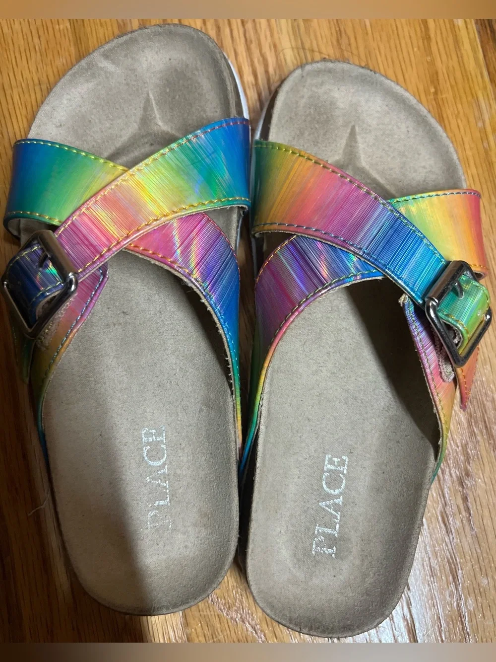 The Children's Place Iridescent Rainbow Cross-Strap Sandals